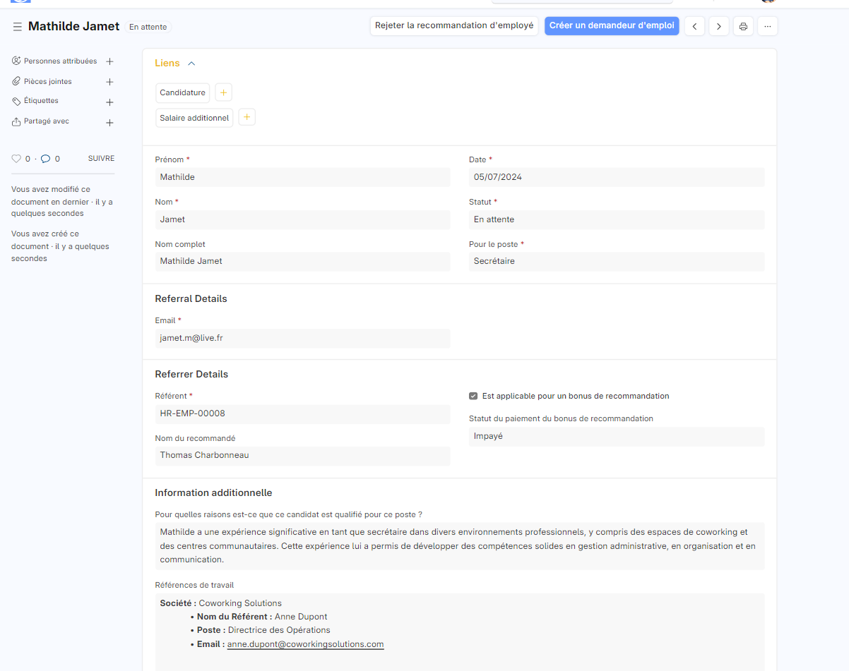 Image permettant de visualiser le formulaire : Recommandations.