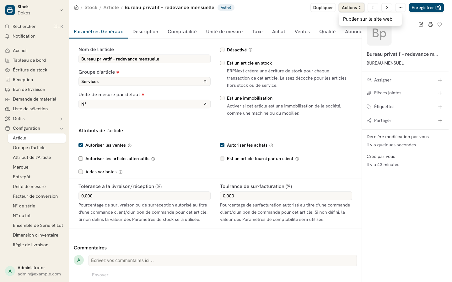 Cette image permet de visualiser comment publier un article sur le site web.