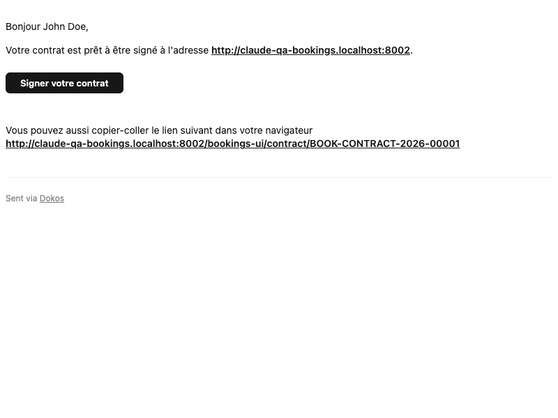 Cette image permet de visualiser l'e-mail reçu par le client.
