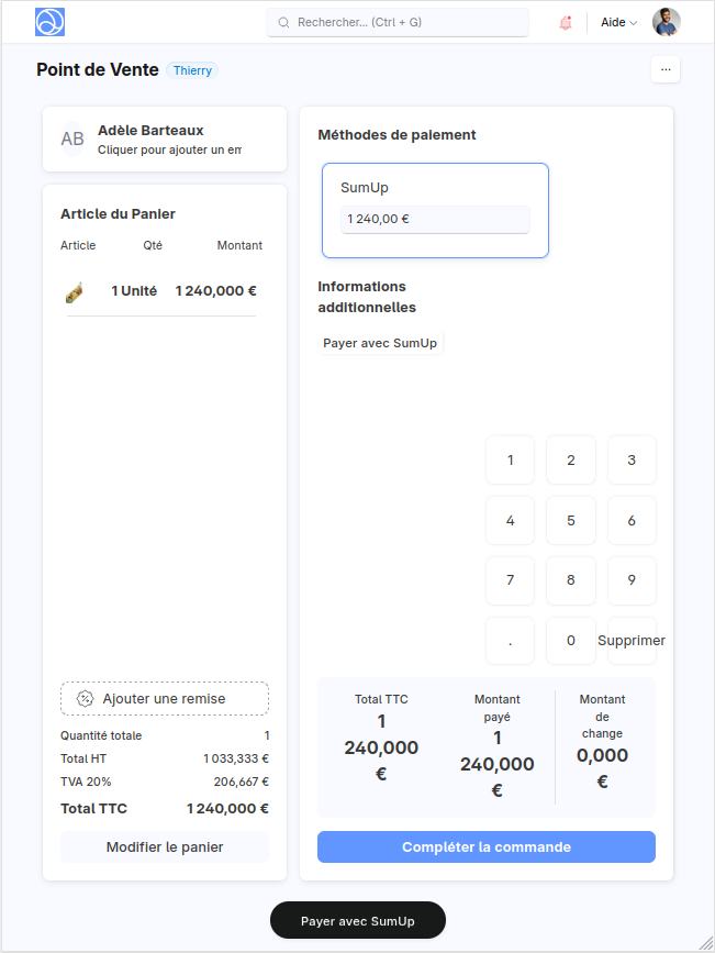 Bouton sur le point de vente