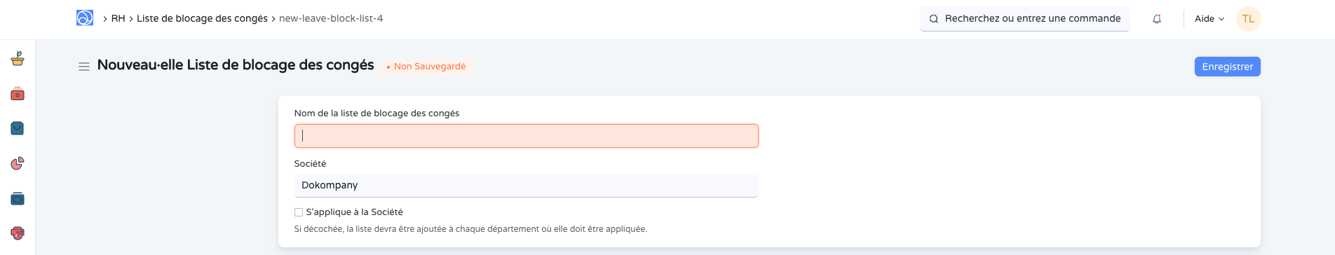 Cette image permet de visualiser le formulaire des listes de blocages.