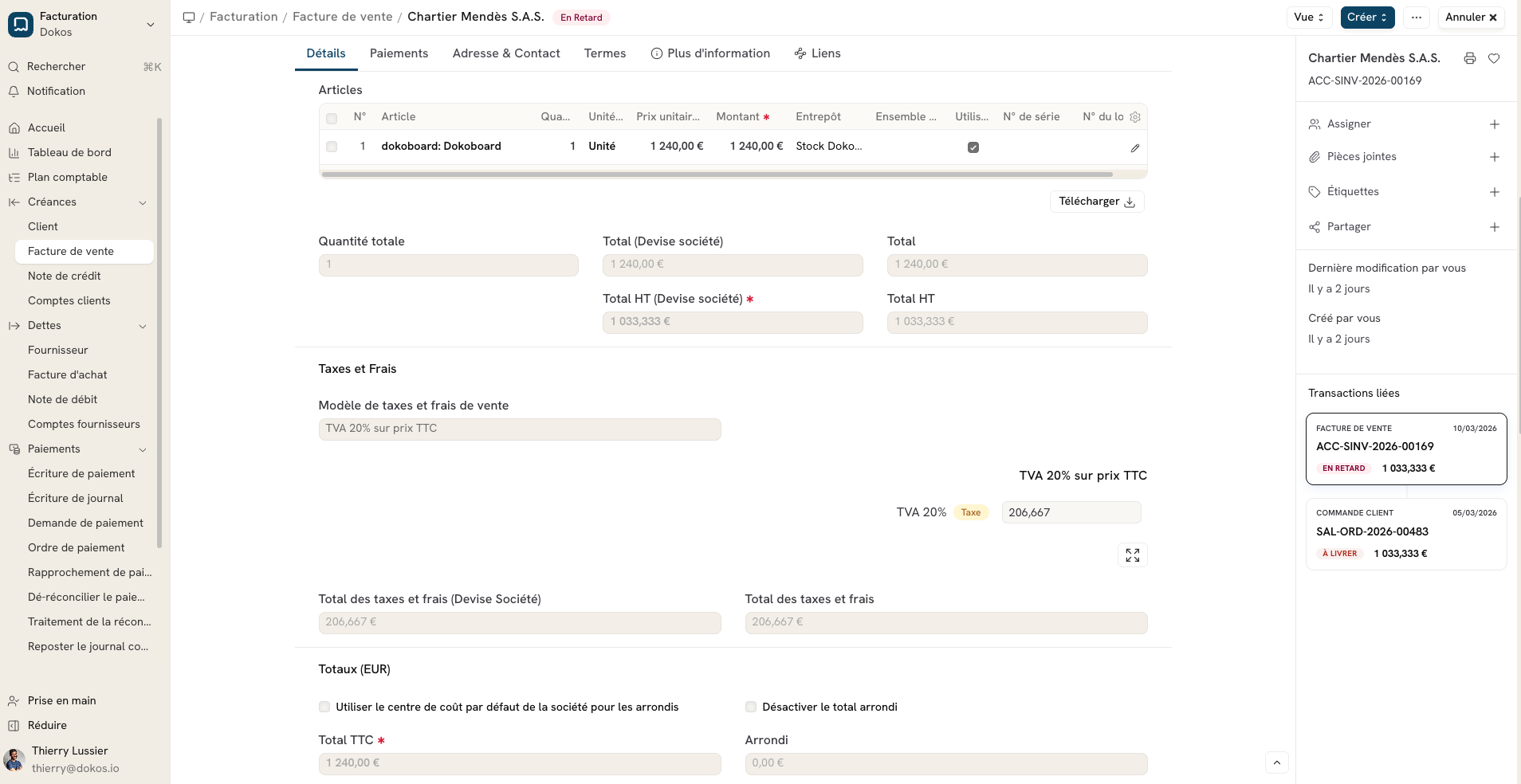 Nouvelle interface de gestion des taxes TVA dans Dokos V5