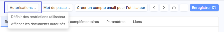 Image permettant de visualiser le bouton autorisations