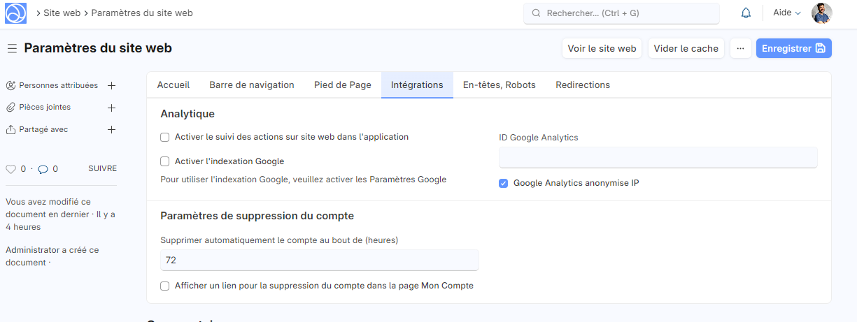 Cette image permet de visualiser le formulaire : Intégration.