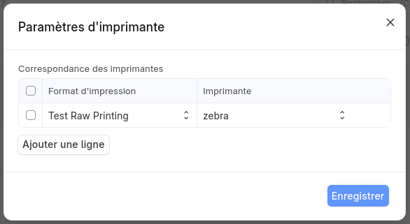 Table d'impression brute