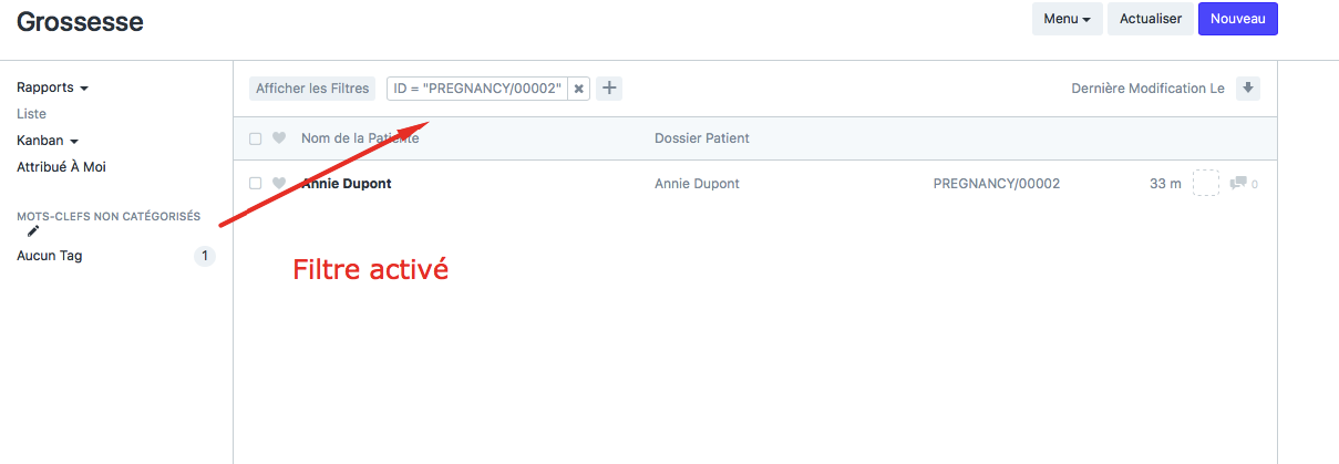 Filtre activé