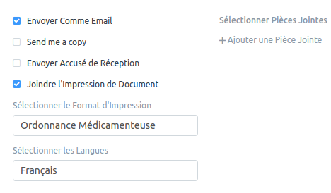 Envoi de l'Ordonnance par email