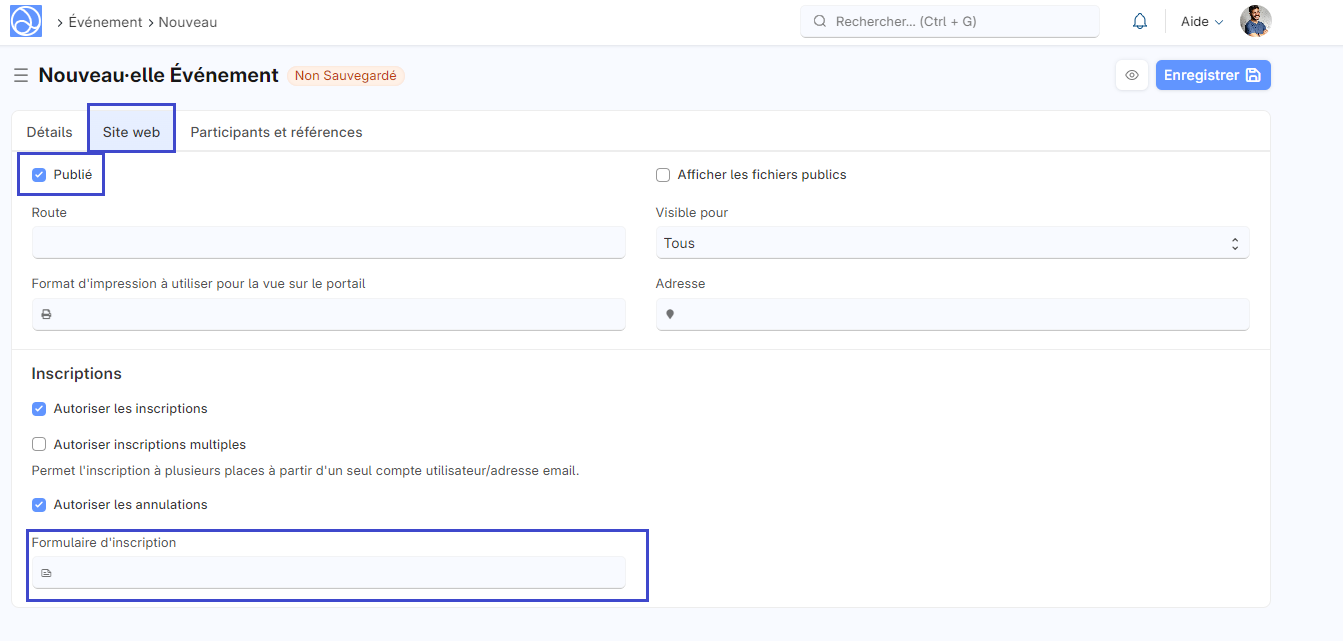 Cette image permet de visualiser la zone pour permettre de configurer les paiements.