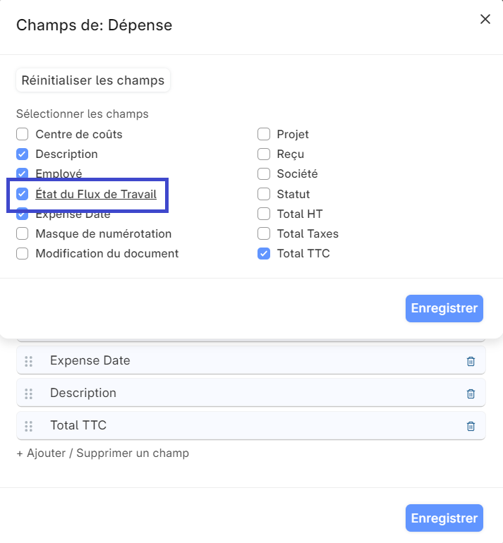 Cette image permet de visualiser la prochaine étape pour obtenir les deux statuts dans la vue liste.